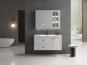 Precio bajo Venta Moderno Lavabo de cerámica de acero inoxidable Montado en la pared Espejo LED Baño Tocador Hotel Apartamento - Product Image 2