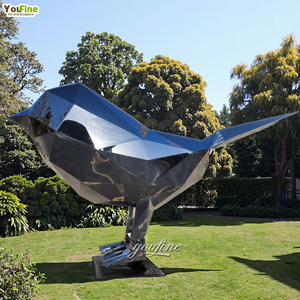 Sculpture <span class=keywords><strong>d</strong></span>'<span class=keywords><strong>oiseau</strong></span> <span class=keywords><strong>en</strong></span> acier inoxydable poli miroir pour extérieur, toit, terrasse, skyline, jardin - Product Image 4