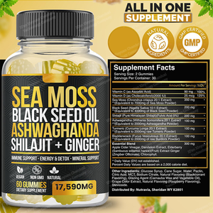 Deniz yosun siyah tohum yağı Ashwaghanda Shilajit zencefil Gummies enerji detoks Mineral destek Vegan olmayan gdo doğal takviyeleri yetişkin - Product Image 4