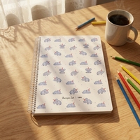 Carnet de notes A4 avec spirale plastique, couverture anti-rayures et pages intérieures colorées, 100 feuilles, motif bébé éléphant