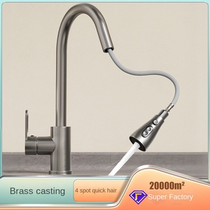 Robinet de cuisine extractible en laiton 59A avec rotation à 360° °   Robinet rotatif, rétraction automatique par gravité, sortie <span class=keywords><strong>d</strong></span>'<span class=keywords><strong>eau</strong></span> à trois modes pour évier moderne - Product Image 2