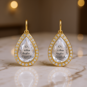 Orecchini Pendenti Classici da Donna E794 con Cristalli Dorati e Strass in Montatura a Goccia - Product Image 2