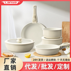 Frying Pan Set 5 Piece Non Stick <b>Cookware</b> For Home Use With Lids And Handles - Product Image 5