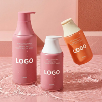 Bouteille ronde en plastique PET de luxe 300ml 500ml 750ml pour gel douche, lotion, shampoing, après-shampoing, emballage cosmétique vide avec pompe