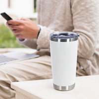 Mug de voyage isotherme à double paroi 20 oz avec logo personnalisé, revêtement poudré, en acier inoxydable, idéal pour la gravure laser