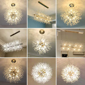 Lámpara colgante redonda de cristal para decoración del hogar, luz dorada <span class=keywords><strong>G9</strong></span> G5.3 de 110v/220v, para restaurante, diente de león moderno para hotel - Product Image 5