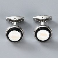 Boutons de manchette élégants en pierre de coquillage en nacre en gros, chemise de costume pour homme personnalisée, accessoire de mode, cadeau de bijoux tendance pour smoking de mariage