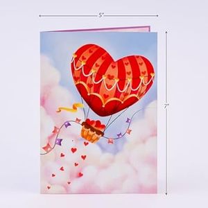 Biglietti d'Auguri 3D Pop-up a Forma di Cuore <span class=keywords><strong>e</strong></span> Mongolfiera, Design con Nuvole <span class=keywords><strong>e</strong></span> Amore Tagliato al Laser, per San Valentino, Compleanno, Festa della Mamma, Regalo 'Pensando a Te' - Product Image 4