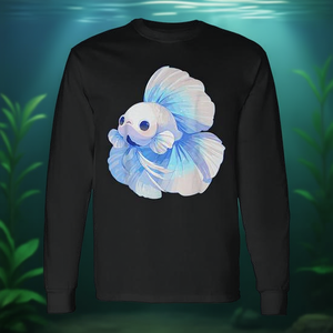 T-shirt à manches longues Betta Fish, motif poisson rouge bleu, unisexe, col rond, impression numérique - Product Image 3