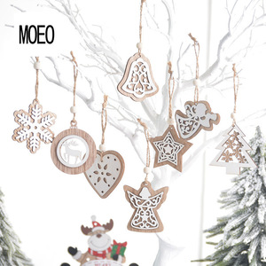 <b>Christmas</b> <b>decorations</b>, wooden <b>Christmas</b> ornaments, laser-cut double-layer <b>white</b> ornaments, <b>Christmas</b> <b>tree</b> snowflake ornaments - Product Image 1