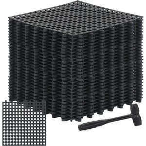 Premium 24 Pack interblocco di piastrelle per pavimento modulari 12 "X 12" tappetino antiscivolo in gomma per drenaggio 1 pz martello di plastica - Product Image 1