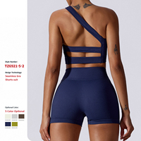 Vente en gros 5 pièces Tenue de sport Collants pour femmes Ensemble court d'entraînement Vêtements de sport pour femmes Vêtements de yoga et de fitness