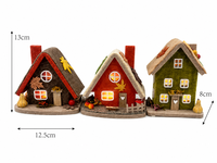 Ensemble de 3 maisons de campagne lumineuses en tissu avec citrouille et feuille d'érable, centre de table pour la récolte d'automne et Thanksgiving, décoration intérieure
