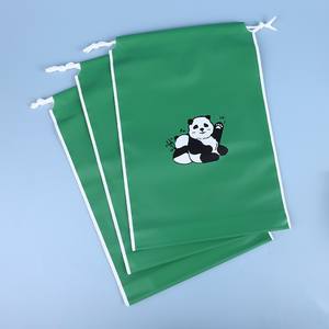 Sac d'emballage portable à cordon de serrage, sac de rangement pour vêtements, serviettes et chaussettes, motif panda vert mignon, en PE dépoli, protection solaire, direct fabricant - Product Image 1