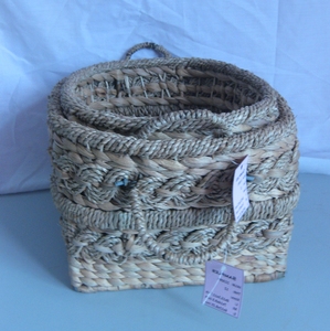 Boho Style Handwoven Utility <b>Basket</b> Set Natural Woven Organizer Bins for Pantry Kitchen <b>Laundry</b> and Home Decor - Product Image 5