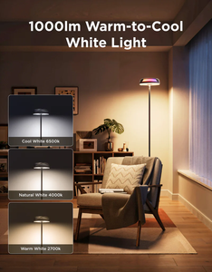Lámpara de Pie Inteligente Moderna con <span class=keywords><strong>LED</strong></span> RGB de Tres Zonas, WiFi + Control por Aplicación, Compatible con Tuya y Asistentes de Voz - Product Image 4