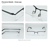 Gafas Ópticas Cuadradas de Titanio Puro Ultraligeras, Diseño de Marca Personalizado Premium, Montura Invisible, Color Gris Metálico, Transparentes, Elegantes y Ejecutivas