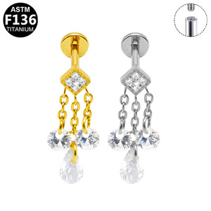 Boucles d'oreilles en titane en forme de fleur de lotus avec cristaux pour piercing d'oreille, bijoux de fête, mode - Product Image 5