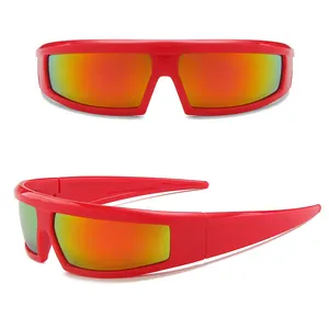 DL 2024 Trendy Y2K Hip Hop Sunglasses Fashion Custom Logo Futuristic Technology Mirror Colorful Sports Sun Glasses