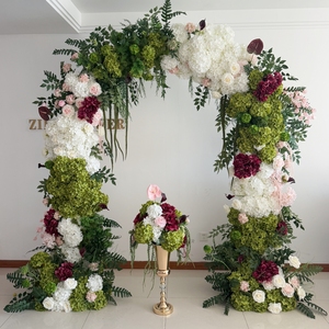 Fleurs <span class=keywords><strong>en</strong></span> soie rouges, arrangements floraux d'hortensias verts pour douche nuptiale, centre de table, fleurs blanches pour arches de mariage pour cérémonie - Product Image 2