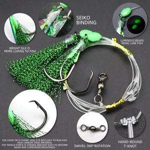 5/0 ~ 8/0 aparejo de pesca en el mar cebo de piel de pez aparejos Sabiki 2 uds anzuelos circulares con barril giratorio rosa amarillo verde rojo azul - Product Image 4