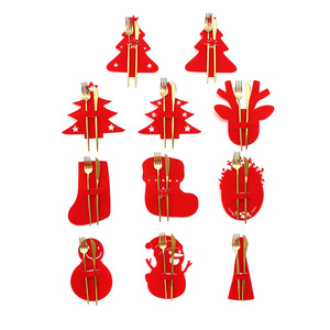 New cross-border Christmas cutlery set, felt <b>cloth</b> cutlery mat, Christmas home and hotel <b>table</b> decoration. - Product Image 2