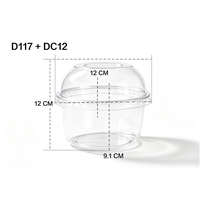 Gobelet à dessert en plastique rond transparent en PET, contenants à gâteau à emporter, bol à crème glacée, emballage pour fruits avec couvercle