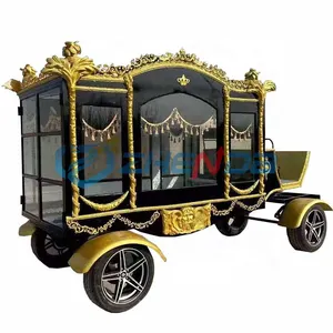 Funeral Equipment Funeral Hearse / Gold And Silver Decorated Horse Hearse Trailer / Custom Electric Special Funeral Transport
