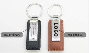 <b>Custom</b> Logo Metal Car <b>Key</b> Tag Leather Chain <b>Key</b> <b>Ring</b> Keyring Engrave LOGO Pu Leather Keychains - Product Image 3