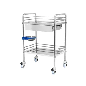 Medische Roestvrij Staal Instrument Trolley Ziekenhuis Afneembare Dressing Trolley Met Lade