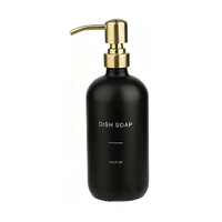 Flacon distributeur de shampoing en verre noir et blanc de 500 ml avec pompe à pression pour lotion, savon liquide, gel douche et usage en salle de bain – Vente en gros