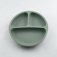 Assiette d'alimentation pour bébé en silicone, forte aspiration, design divisé, anti-chute, facile à nettoyer, vaisselle