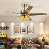 Ventilateur de plafond LED moderne de luxe pour salon, avec pales métalliques, télécommande, moteur DC et 6 vitesses