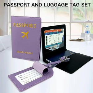Ensemble de voyage en cuir PU avec logo personnalisé, porte-passeport et étiquette de bagage pour cadeau d'affaires - Product Image 2