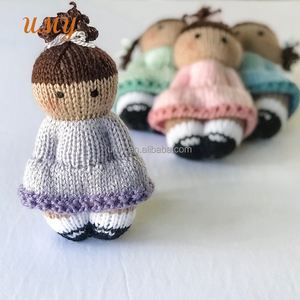 Poupée de couchage en coton tricoté doux pour bébé, jouets de coucher pour enfant en bas âge, tricot personnalisé, jouet tricoté en peluche pour fille - Product Image 2