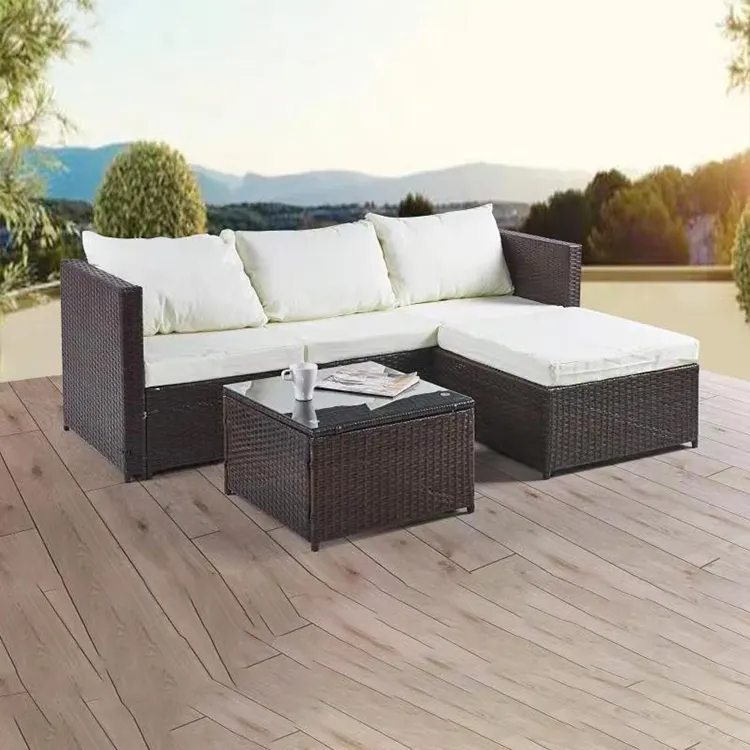 Outdoor Hot Design Rattan Patio PE Wicker Furniture Set Modern Rattan Sofa Waterproof Sectional Sofa Set