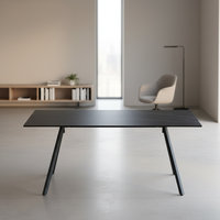 Mueble de Hogar Extensible y Plegable, Moderno, de Lujo, con Cubierta de Cerámica Rectangular Delgada y Patas de Acero Inoxidable, Ecológico