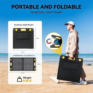 แผงโซลาร์เซลล์แบบพับได้ชนิดโมโนคริสตัลไลน์ซิลิคอนประสิทธิภาพสูง 100W ได้รับการรับรองมาตรฐาน TUV เครื่องชาร์จพลังงานแสงอาทิตย์แบบพกพาสำหรับใช้งานกลางแจ้งสำหรับสถานีไฟฟ้า - Product Image 5