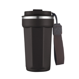 Portable Lanyard Octagon Travel Coffee <b>Mug</b> 380 510ml Stainless Steel Vacuum <b>Thermal</b> Cup Leak Proof Lid Custom Logo - Product Image 3