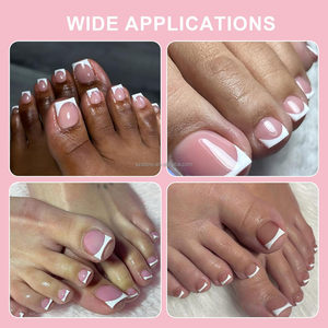 180 pièces de faux ongles d'orteils en gel souple, courts, style French, rose <span class=keywords><strong>nude</strong></span>, carrés, à presser, à retirer par trempage - Product Image 5