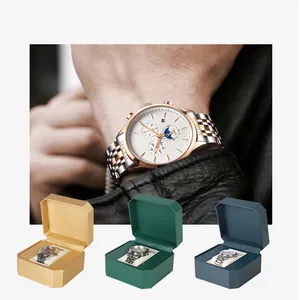 2024 Top Ranking Orange Blue Green Black Watch Box Packaging Pu Leather Watch Set For Women With Box