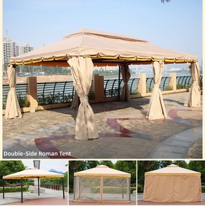Gazebo Commerciale Moderno in Alluminio con Tende Laterali e Tetto Ventilato, Padiglione Esterno, Riparo Solare per Ristoranti, Caffè, Terrazze - OEM - Product Image 3