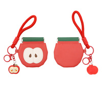 Fruit Vegan Leer Snap Spring Pouch Mini Sieradendoosje met sleutelhanger Polsbandje voor oorbel Ring Reizen Dagelijks dragen