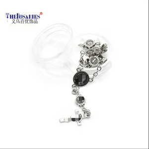 Bracelet chapelet TheRosaries en alliage de zinc argenté antique, croix catholique, bijou unisexe, cadeau - Product Image 1