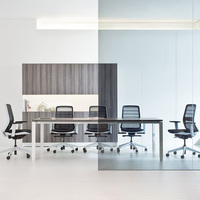 Bureau de travail en bois pour 4, 6, 8 ou 12 personnes avec armoire de rangement, poste de travail informatique extensible et autonome, mobilier de bureau