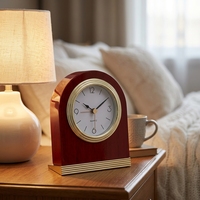 Réveil de chevet pour hôtel, style occidental, en bois massif, veilleuse silencieuse, pendulette, finition laquée piano, pour chambre d'hôtes - Vente en gros