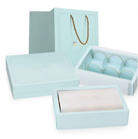 Vente en gros de coffrets cadeaux personnalisés macaron cookie chocolat bleu rose boulangerie emballage de qualité alimentaire boîte du désert avec séparateurs