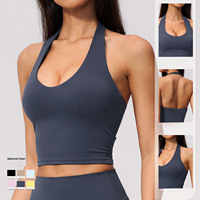 Soutien-gorge de sport OEM/ODM personnalisé avec logo, pour femme, ultra doux, rembourré, soutien-gorge de yoga, soutien-gorge de sport à maintien, haut court de fitness, vêtements de sport pour l'entraînement