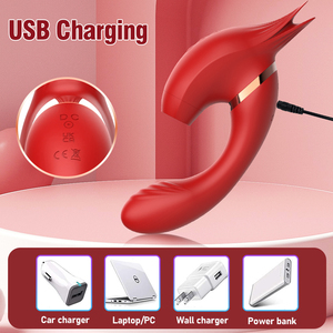 Dubbele vibrator voor vrouwen, 180° rotatie, clitoris, vagina, anaal, zuigende vibrator. - Product Image 2
