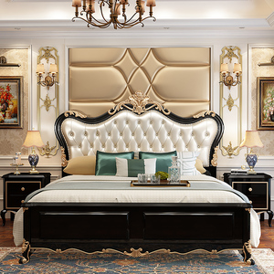 <span class=keywords><strong>Letto</strong></span> Matrimoniale in Legno Massello dal Design Europeo Elegante con Testiera Imbottita a Rombi e Contenitore Nascosto, Arredamento per la Casa - Product Image 4